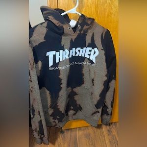 Rare CUSTOM Bleach Wash TRASHER Pullover Hoodie